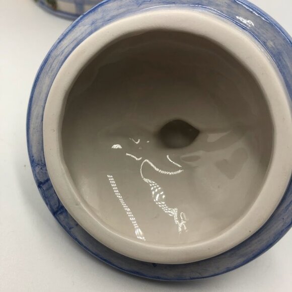 Vintage 1994 Omnibus China Sugar and Creamer Set Checkered Fruit Theme - Picture 13 of 15